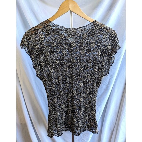Vintage Y2K LINDA LUNDSTRÖM Black & Tan Stretchy Mesh Overlay Top Size 10 - Picture 6 of 6
